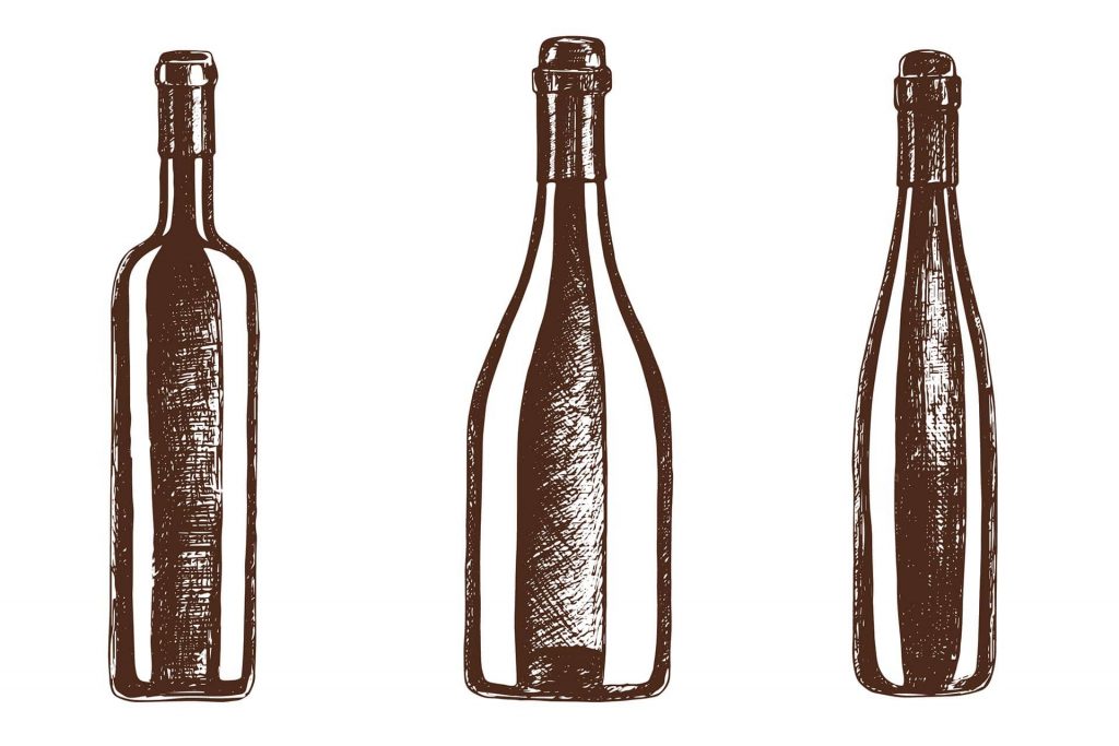 Different wine bottles by region