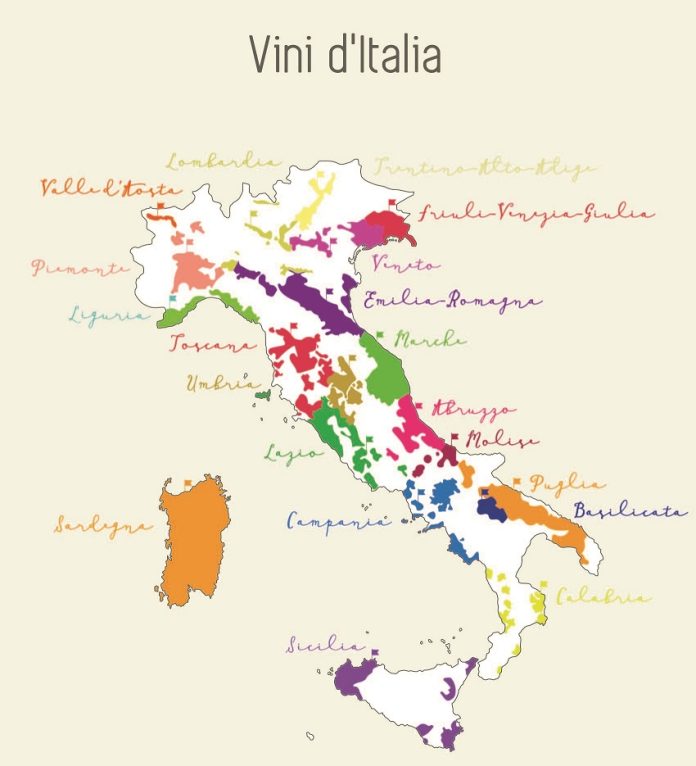 Map regions wine Italy